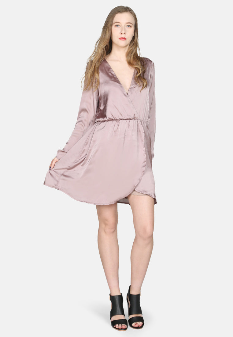 satin wrap dress#color_light pink