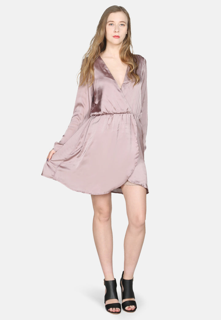satin wrap dress#color_light pink