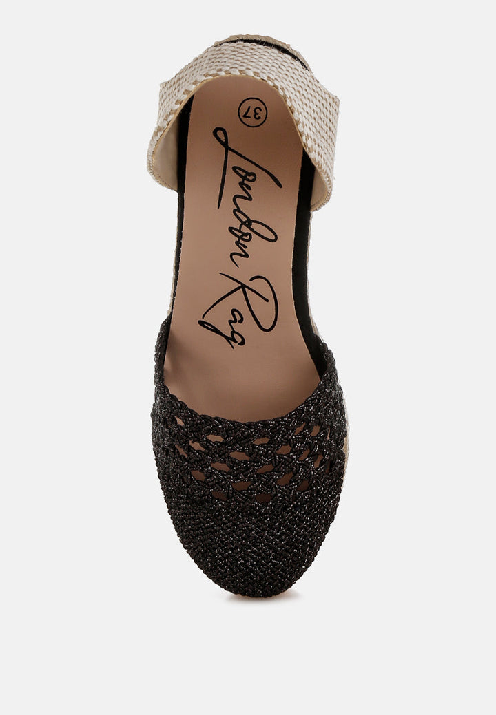 woven lace-up espadrille wedges by ruw#color_black