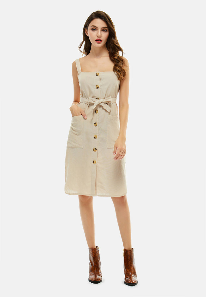 self tie strap dress#color_beige
