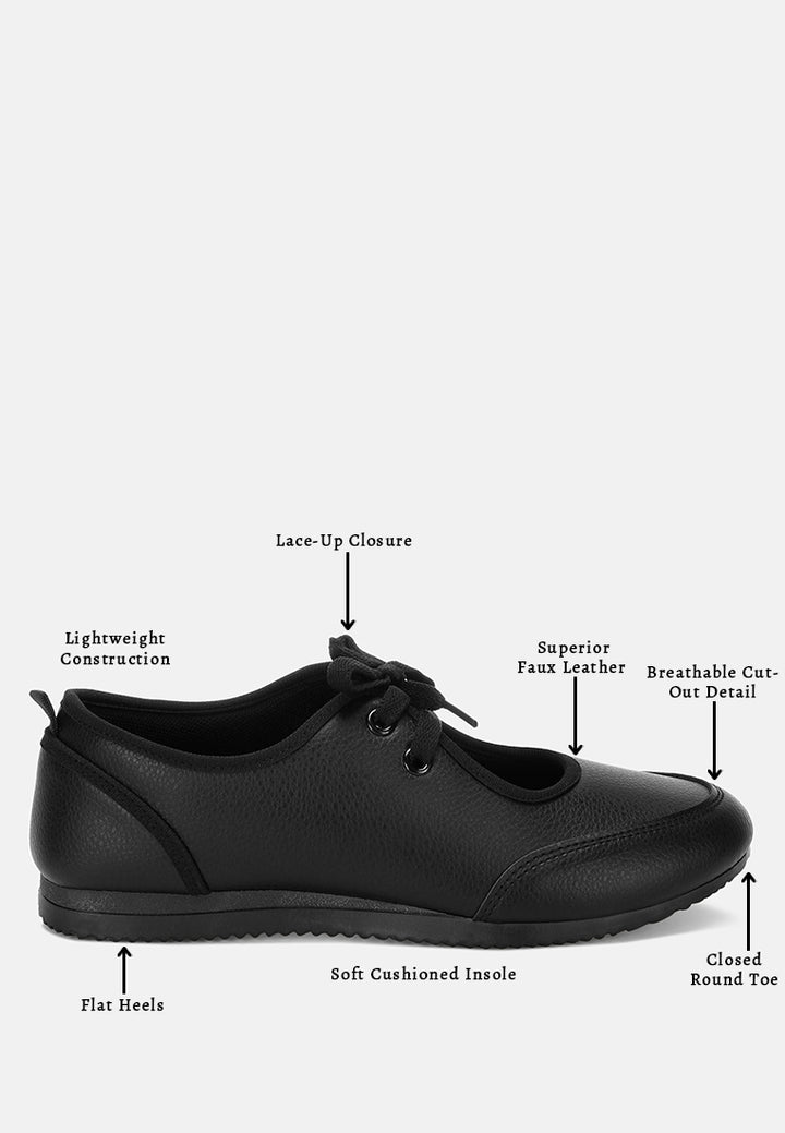 selka lace up women sneakers#color_black-smooth