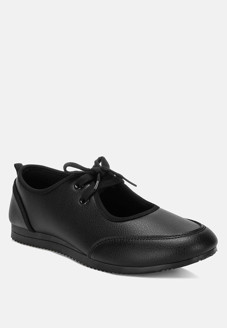 selka lace up women sneakers#color_black-smooth