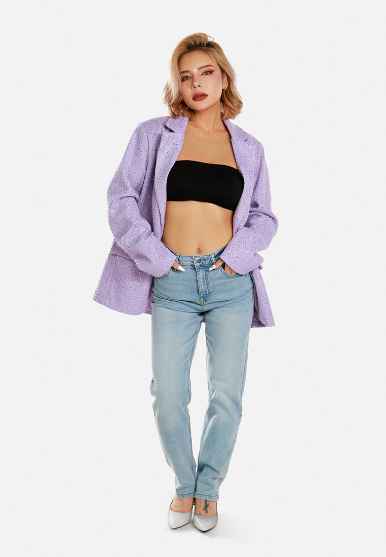 sequin embellished oversized blazer by ruw#color_lilac