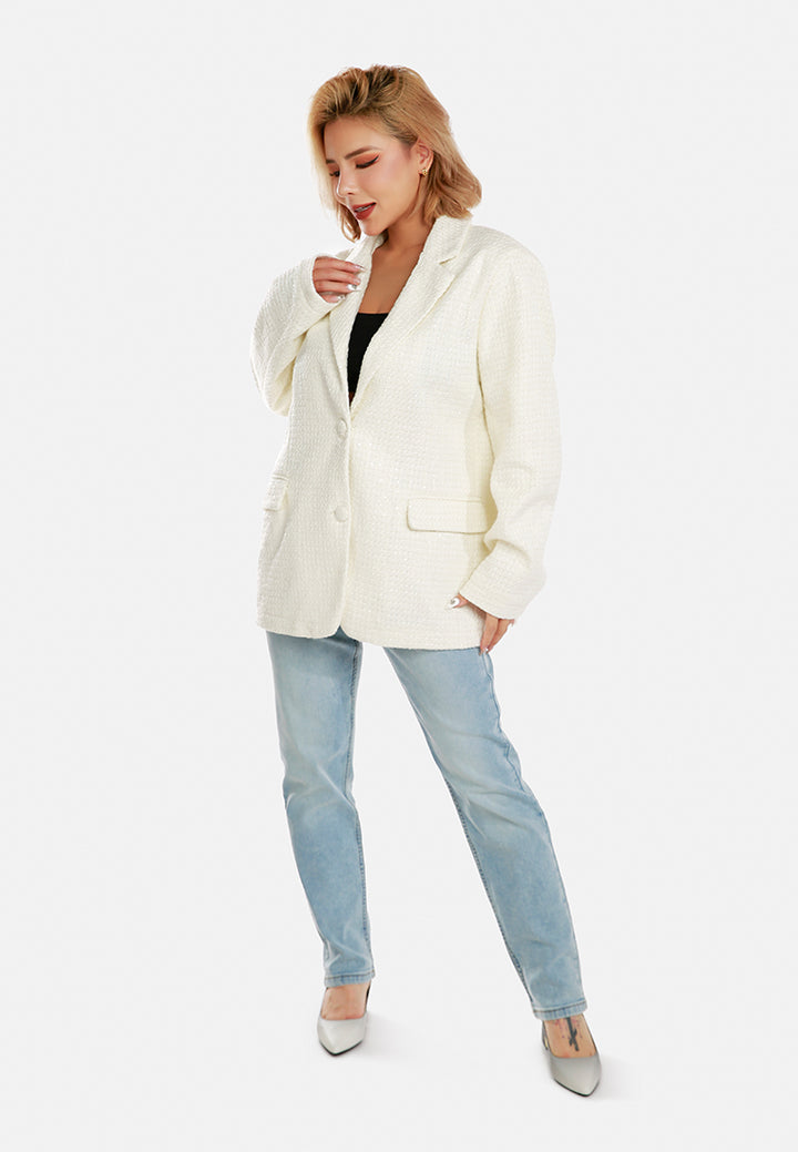 sequin embellished oversized blazer by ruw#color_white