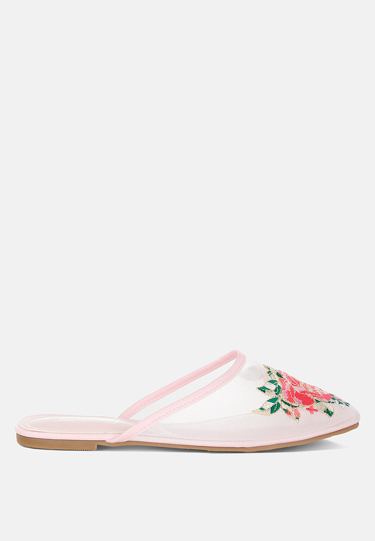 shara floral embroidered mesh mules#color_pink