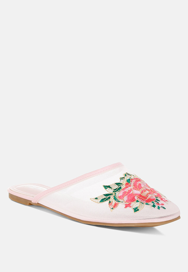 shara floral embroidered mesh mules#color_pink