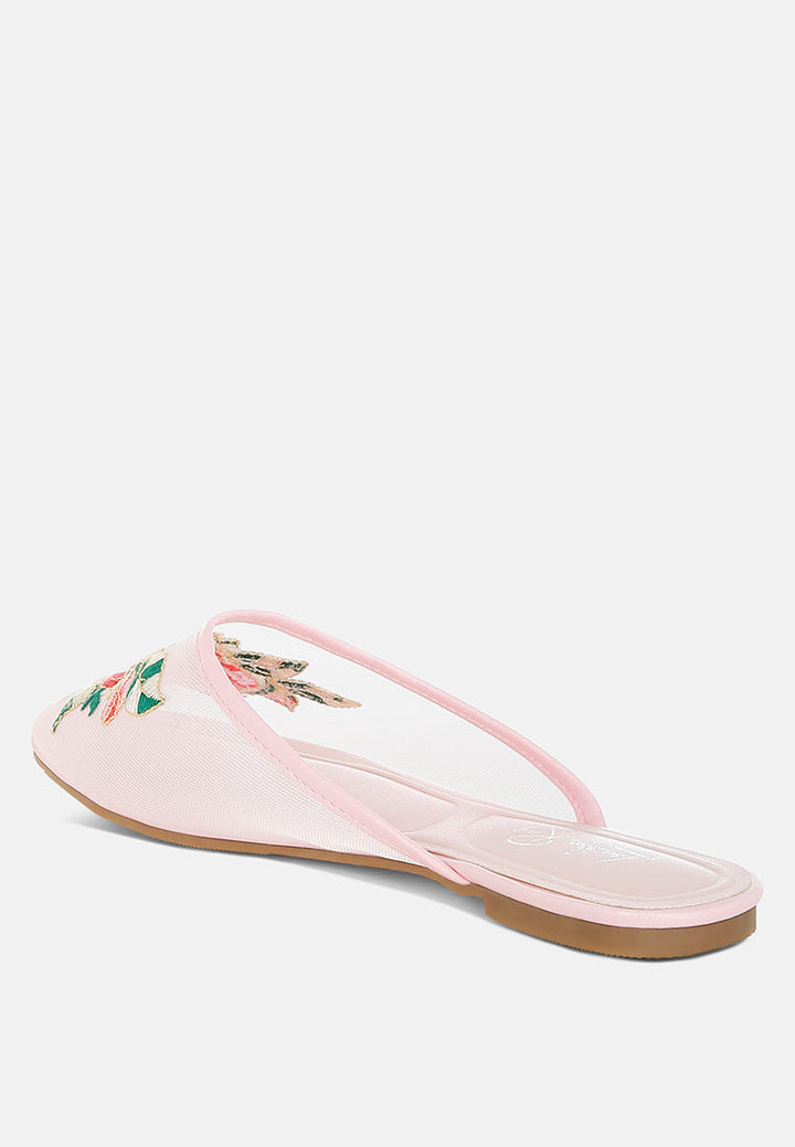 shara floral embroidered mesh mules#color_pink
