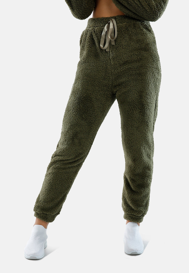 Shearling Drawstring Lounge Pants#color_army-green