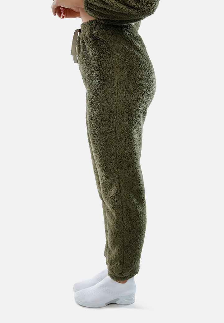 Shearling Drawstring Lounge Pants#color_army-green