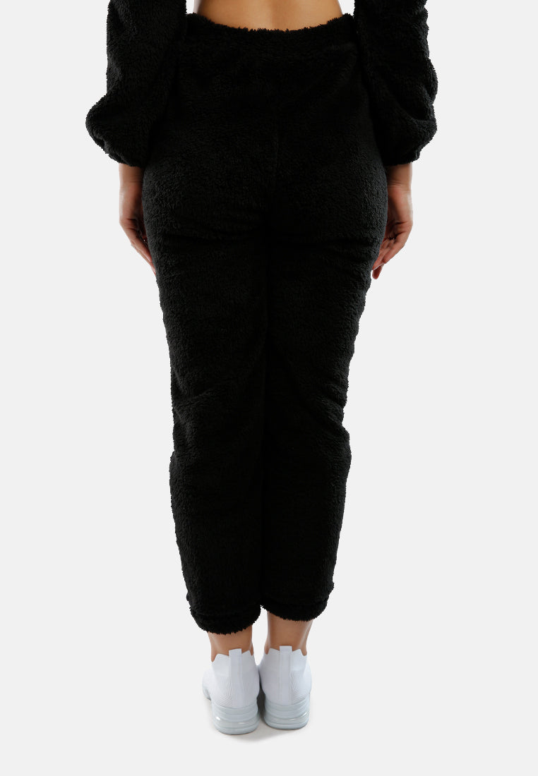 Shearling Drawstring Lounge Pants#color_black