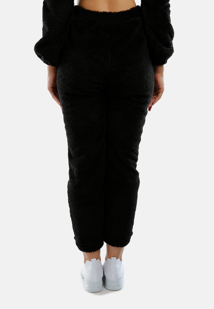 Shearling Drawstring Lounge Pants#color_black