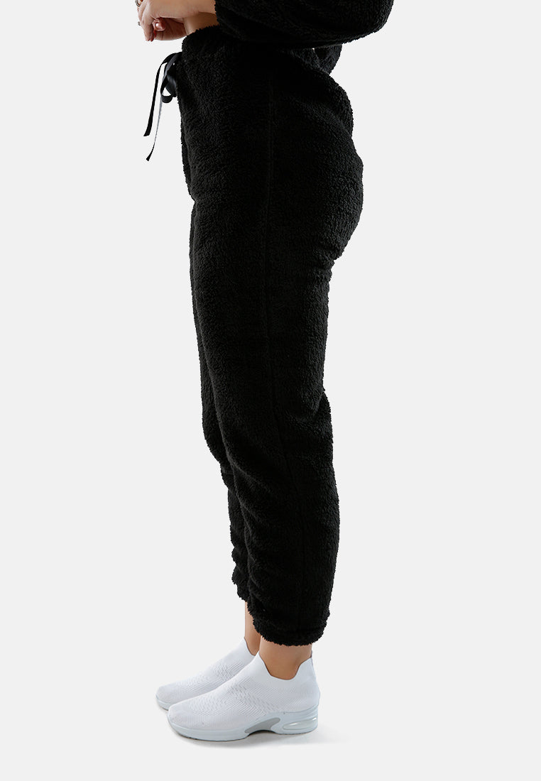 Shearling Drawstring Lounge Pants#color_black