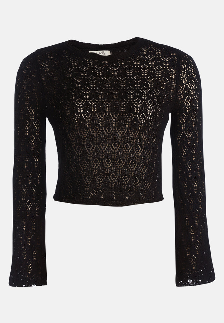 short crew neck sweater top by ruw#color_black