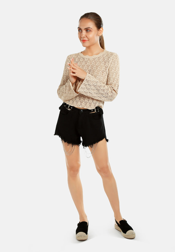 short crew neck sweater top by ruw#color_natural