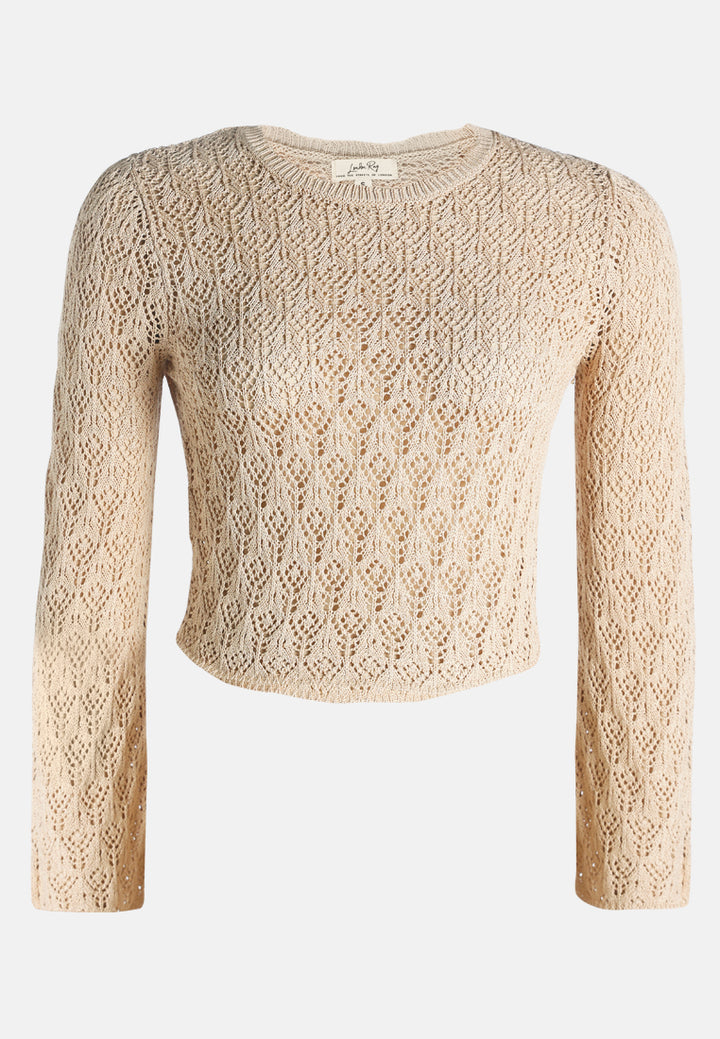 short crew neck sweater top by ruw#color_natural