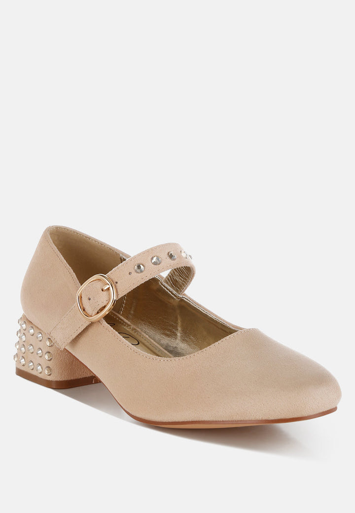 studded mary jane pumps by ruw#color_beige