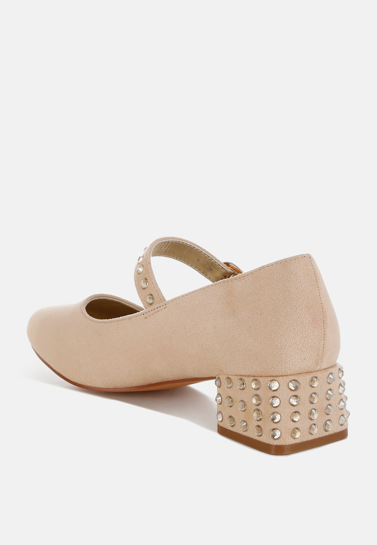 studded mary jane pumps by ruw#color_beige