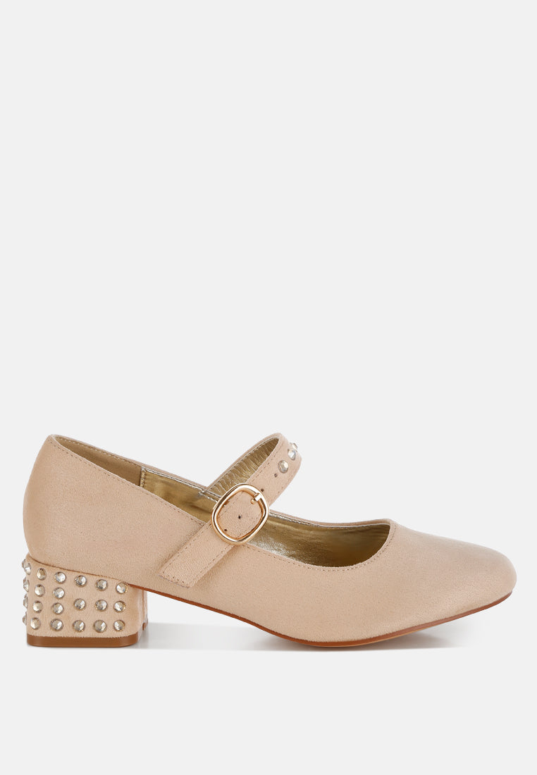 studded mary jane pumps by ruw#color_beige