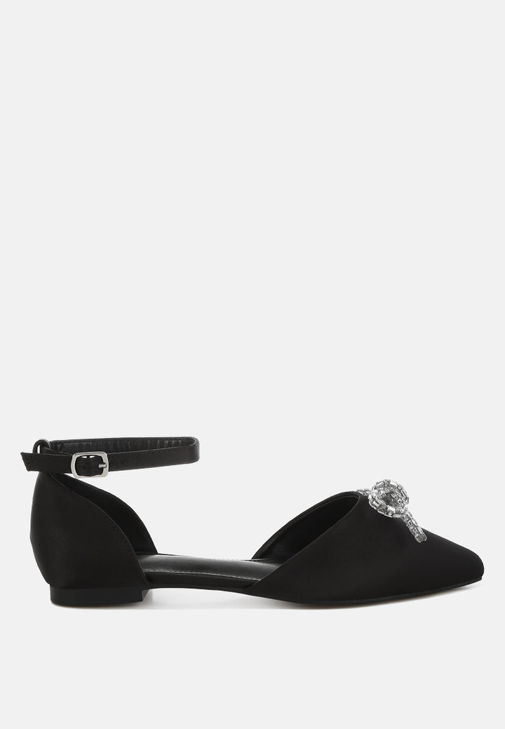 simina rhinestone detail bow flat sandals by ruw#color_black