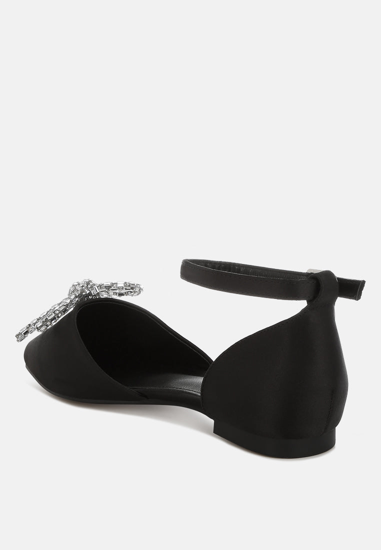 simina rhinestone detail bow flat sandals by ruw#color_black