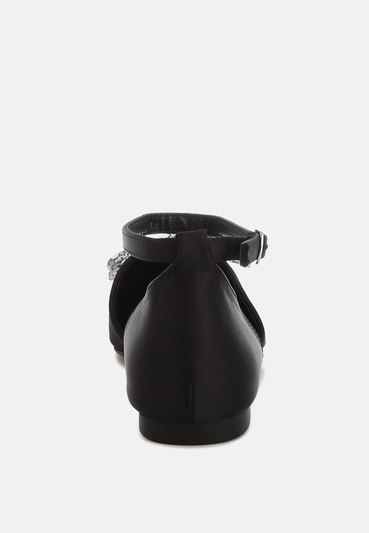 simina rhinestone detail bow flat sandals by ruw#color_black