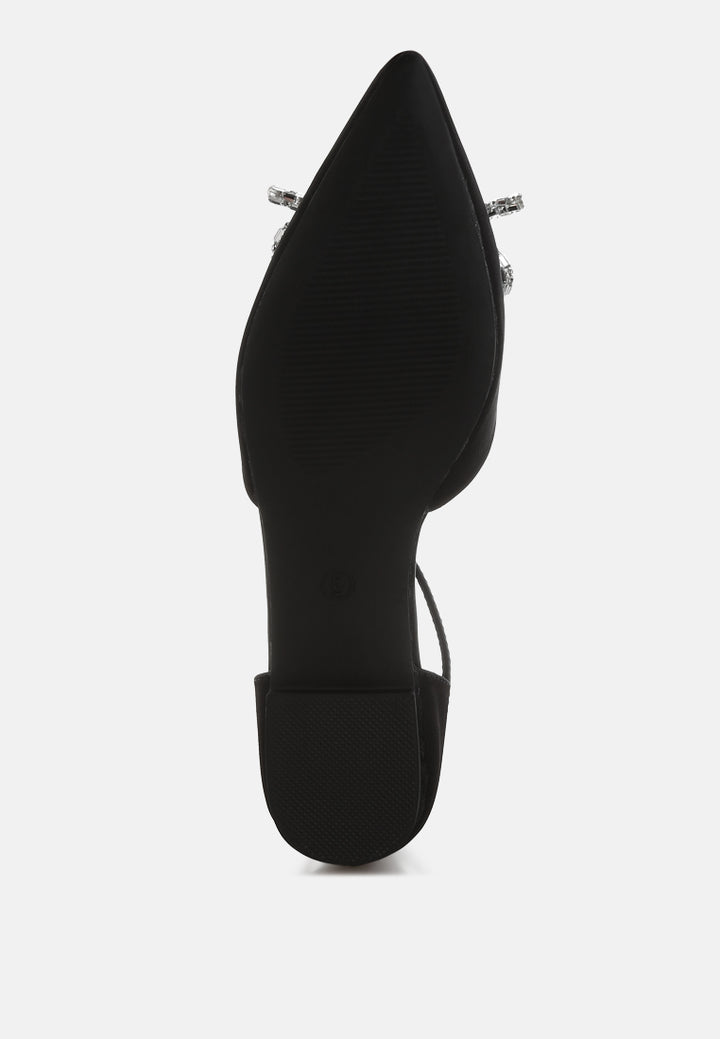 simina rhinestone detail bow flat sandals by ruw#color_black