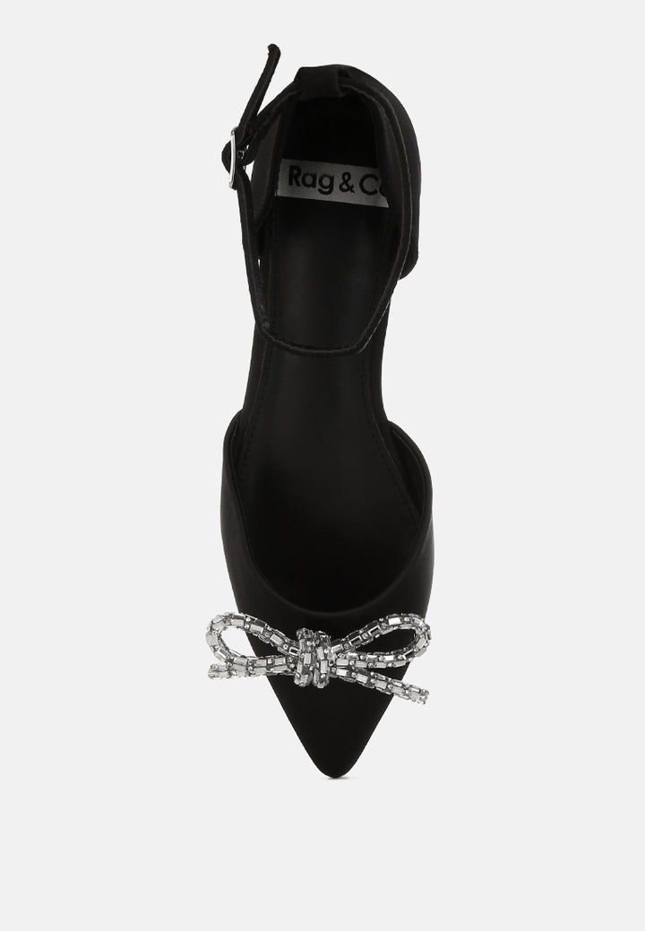 simina rhinestone detail bow flat sandals by ruw#color_black