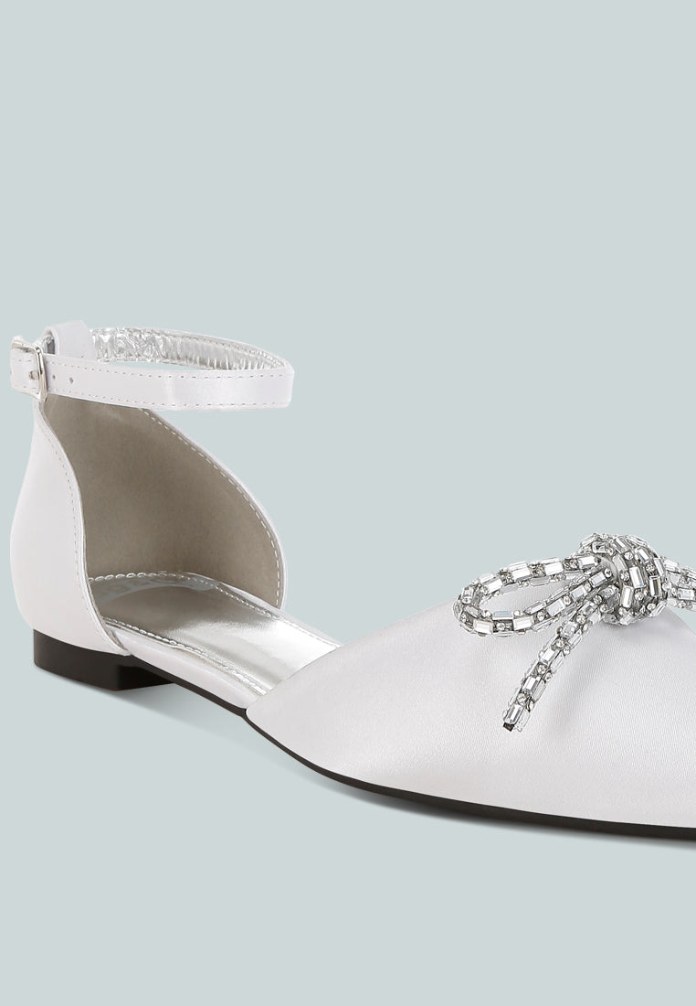 simina rhinestone detail bow flat sandals by ruw#color_white