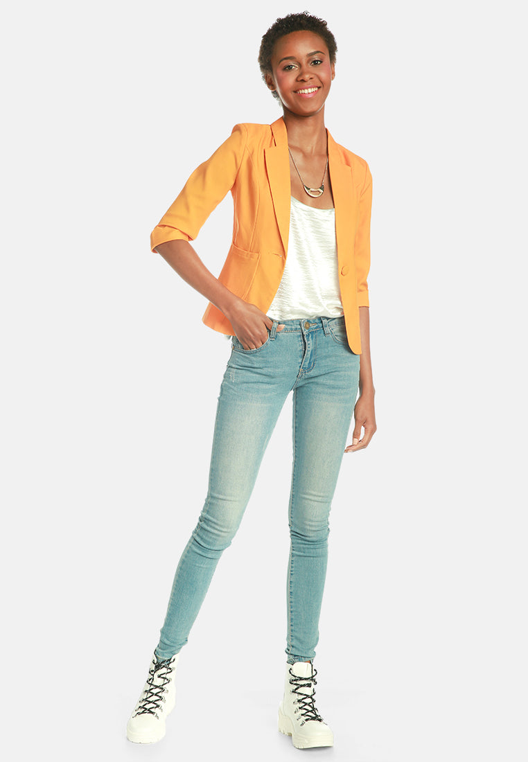 single breasted blazer#color_mustard