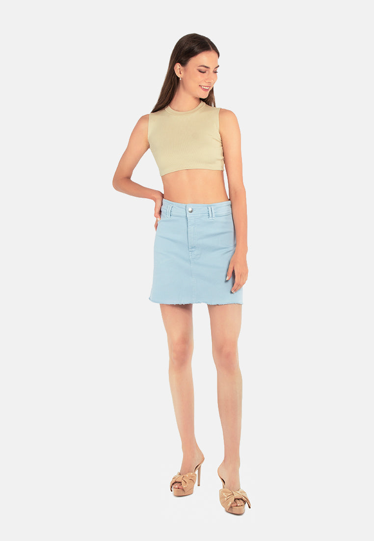 denim mini skirt#color_sky-blue