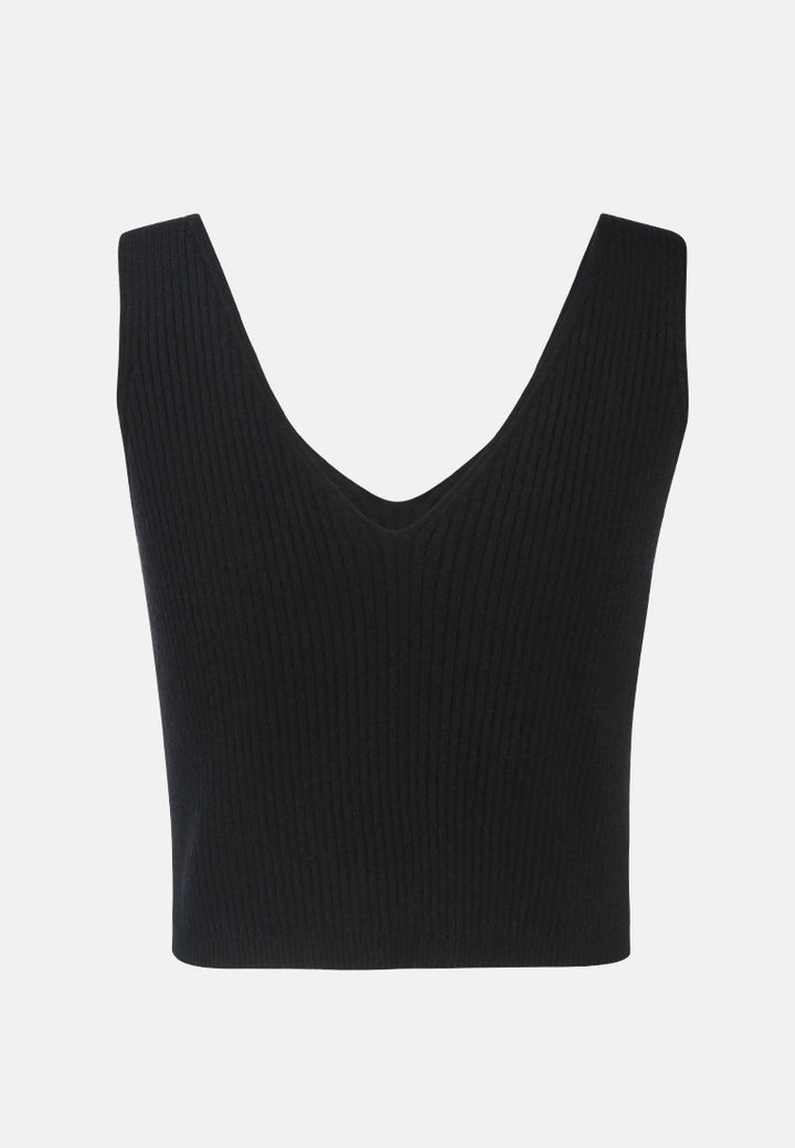 sleeveless knitted tank top#color_black