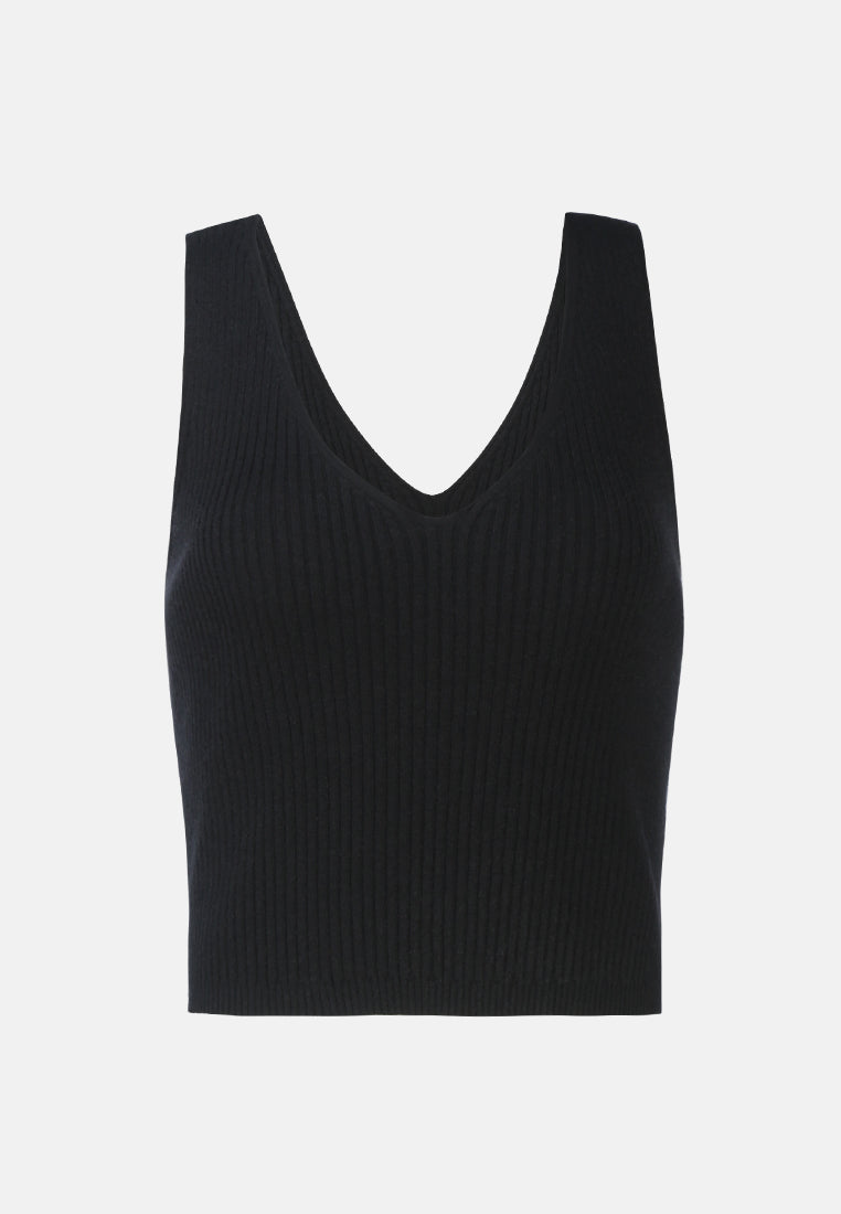 sleeveless knitted tank top#color_black