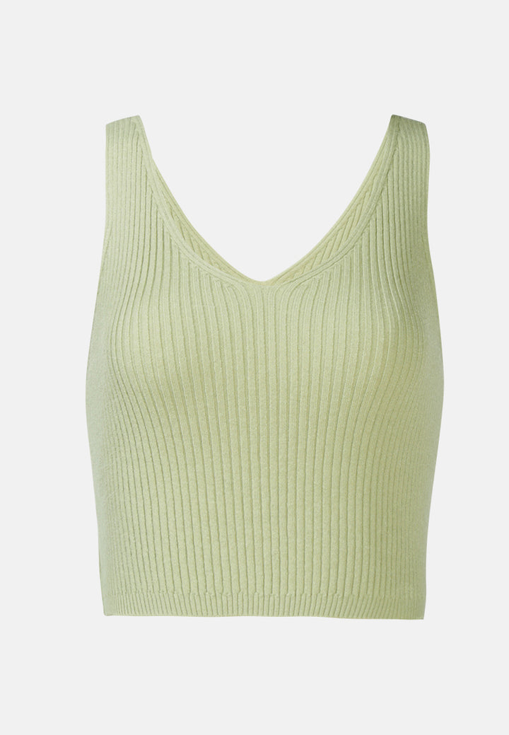 sleeveless knitted tank top#color_grey-green