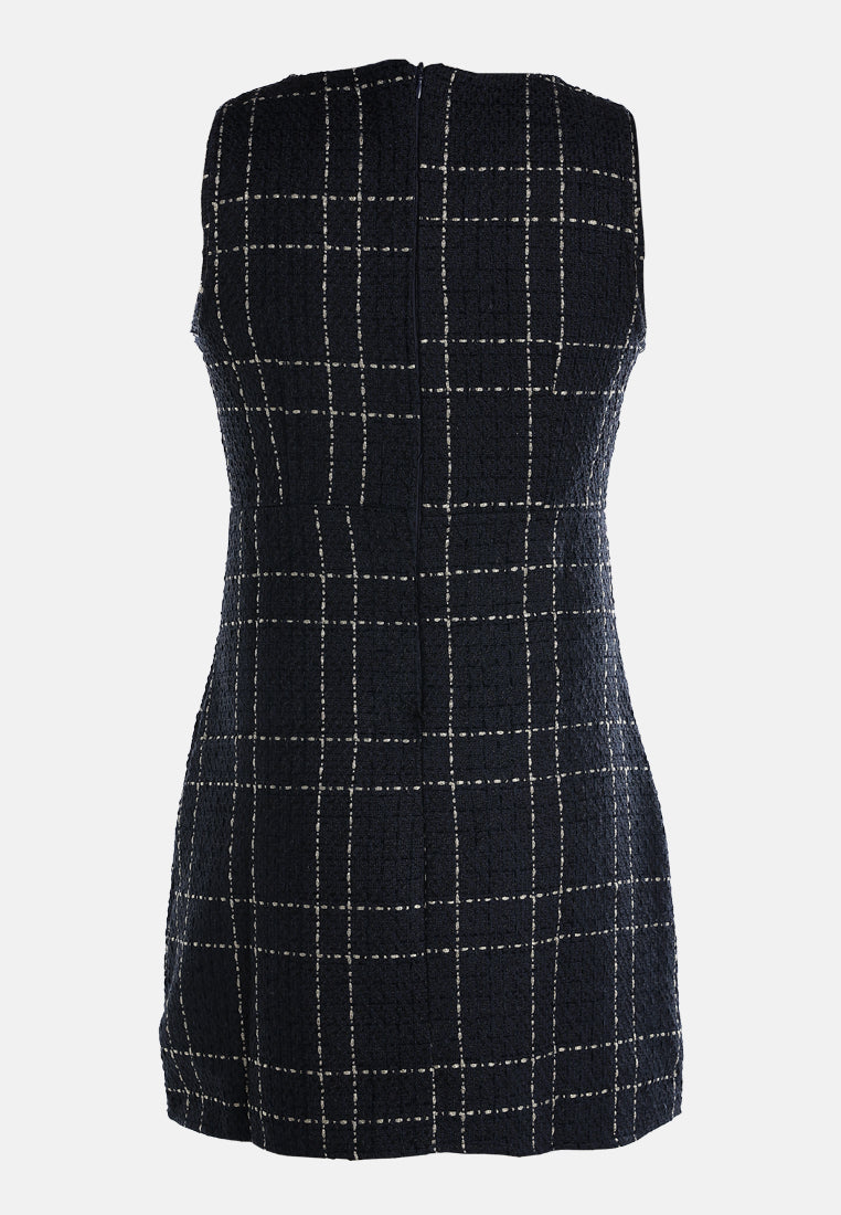 sleeveless woven flap pocket mini dress by ruw#color_navy
