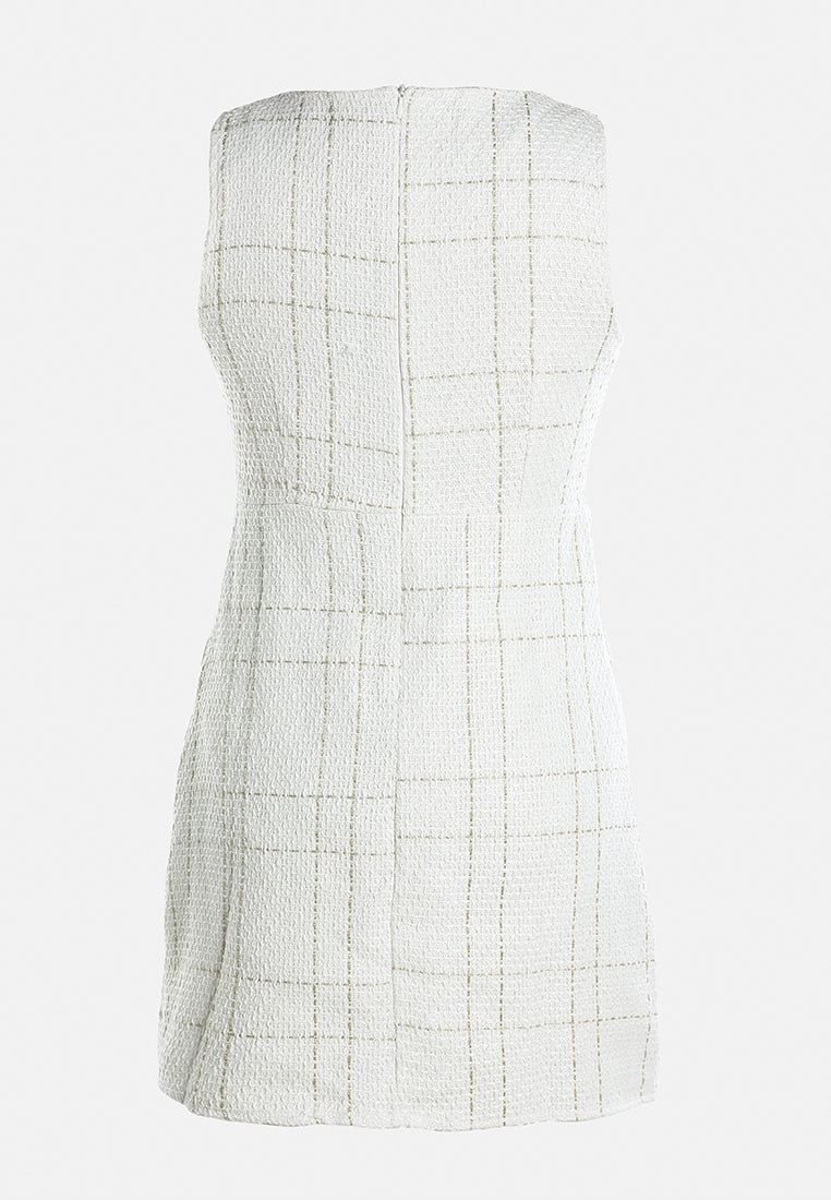 sleeveless woven flap pocket mini dress by ruw#color_off-white