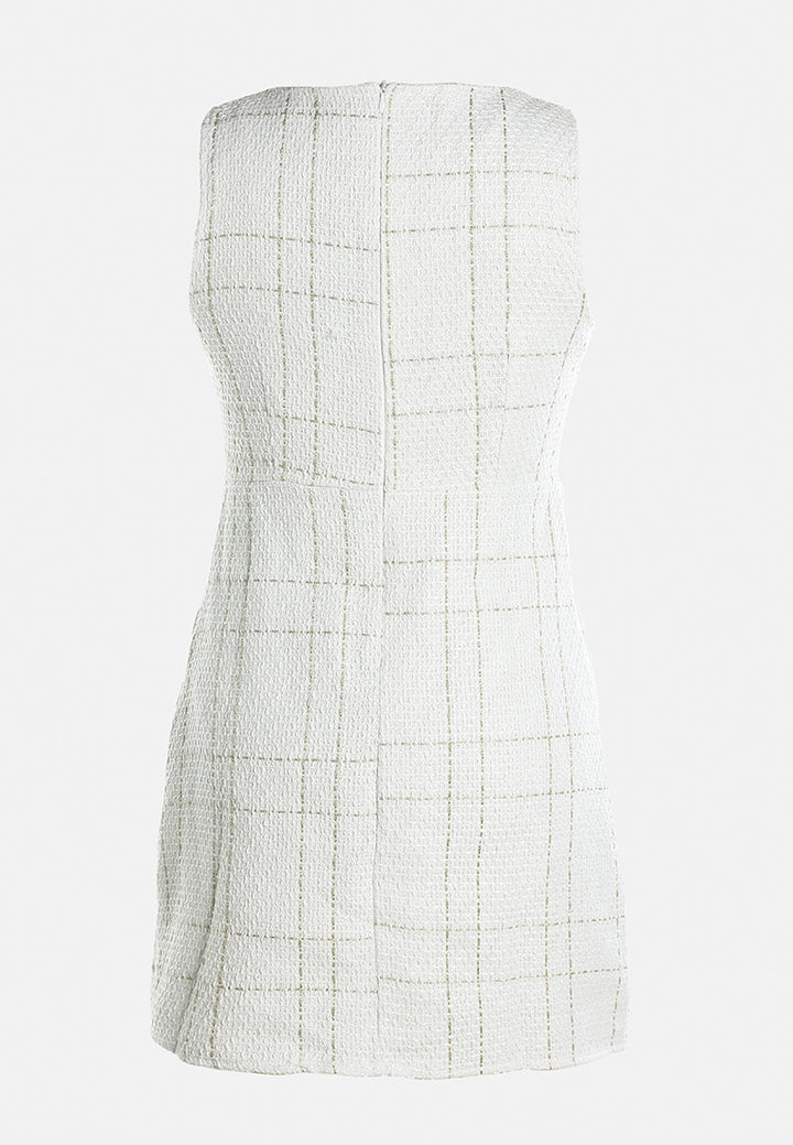 sleeveless woven flap pocket mini dress by ruw#color_off-white