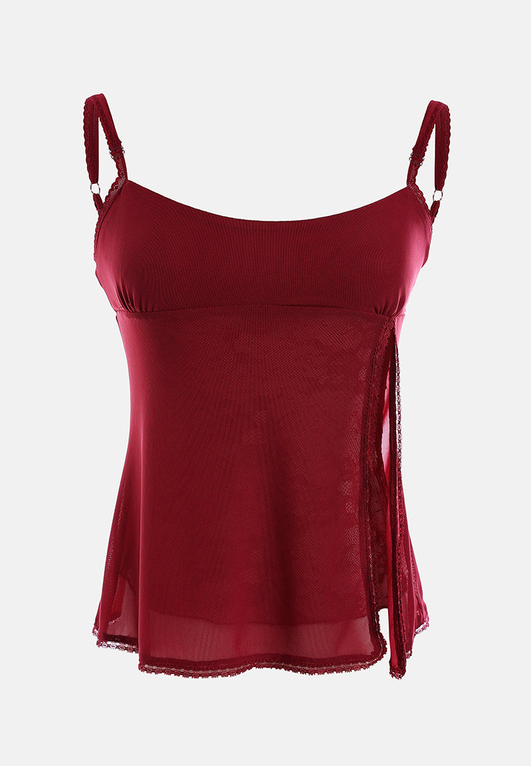 slit detail slip top#color_burgundy