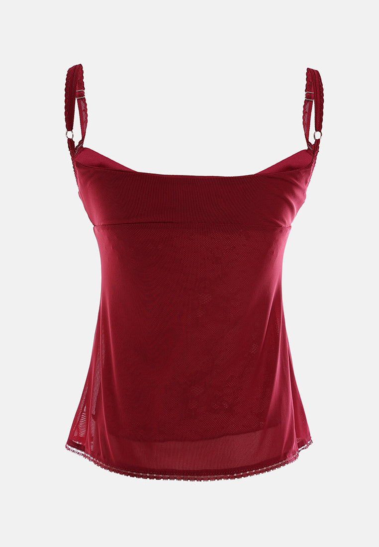slit detail slip top#color_burgundy