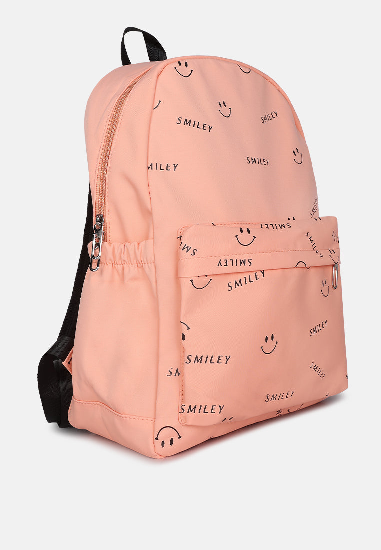smiley casual backpack for women#color_coral