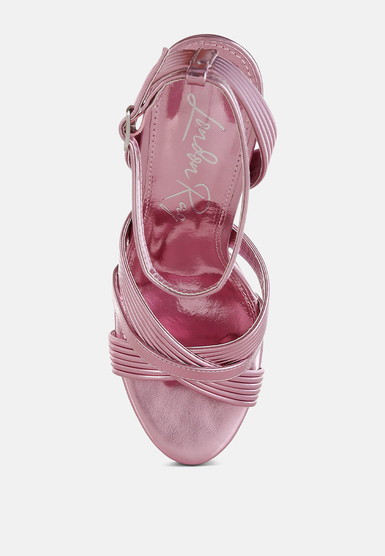 metallic ankle strap heel sandals by ruw#color_pink