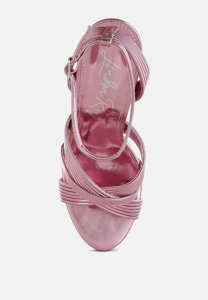 metallic ankle strap heel sandals by ruw#color_pink