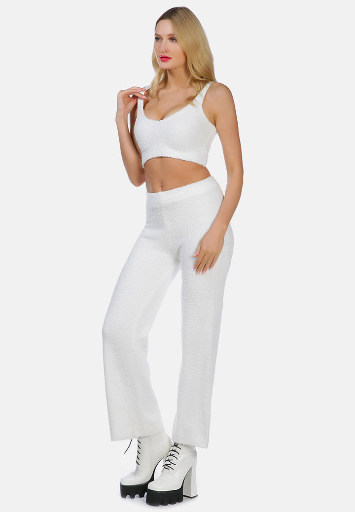 solid casual wide leg trousers#color_white