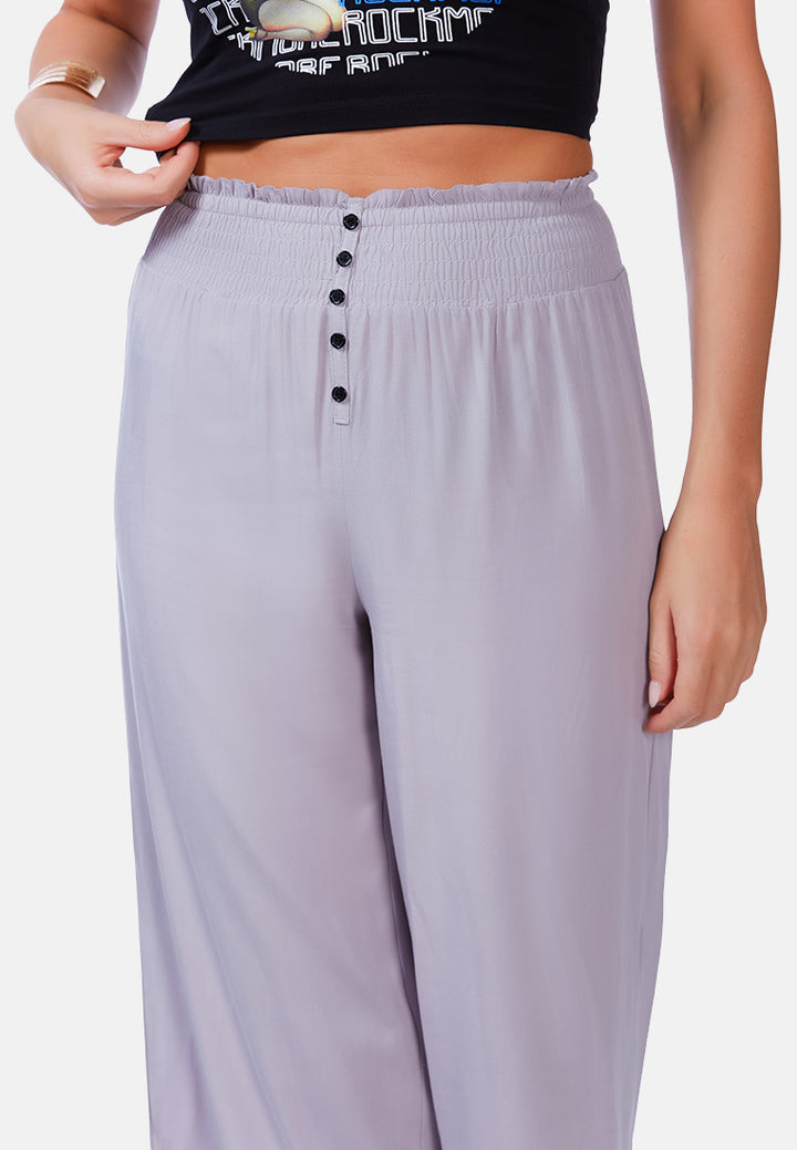 Solid high rise straight pants#color_grey