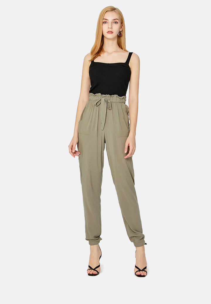 paper bag waist pants#color_olive