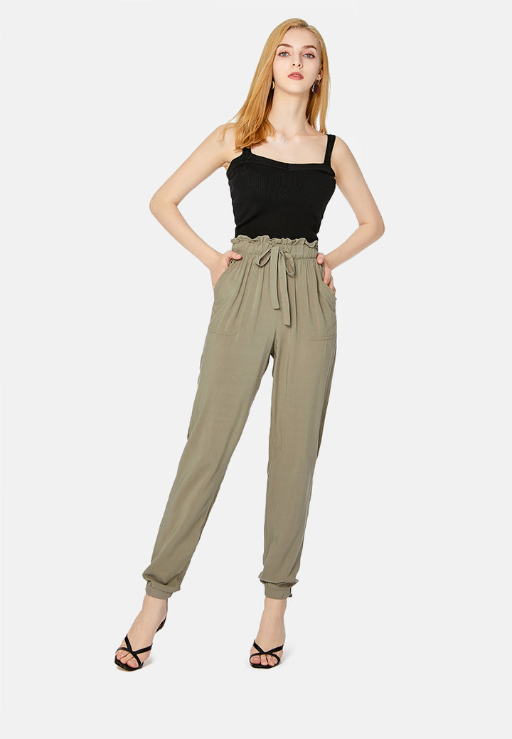 paper bag waist pants#color_olive