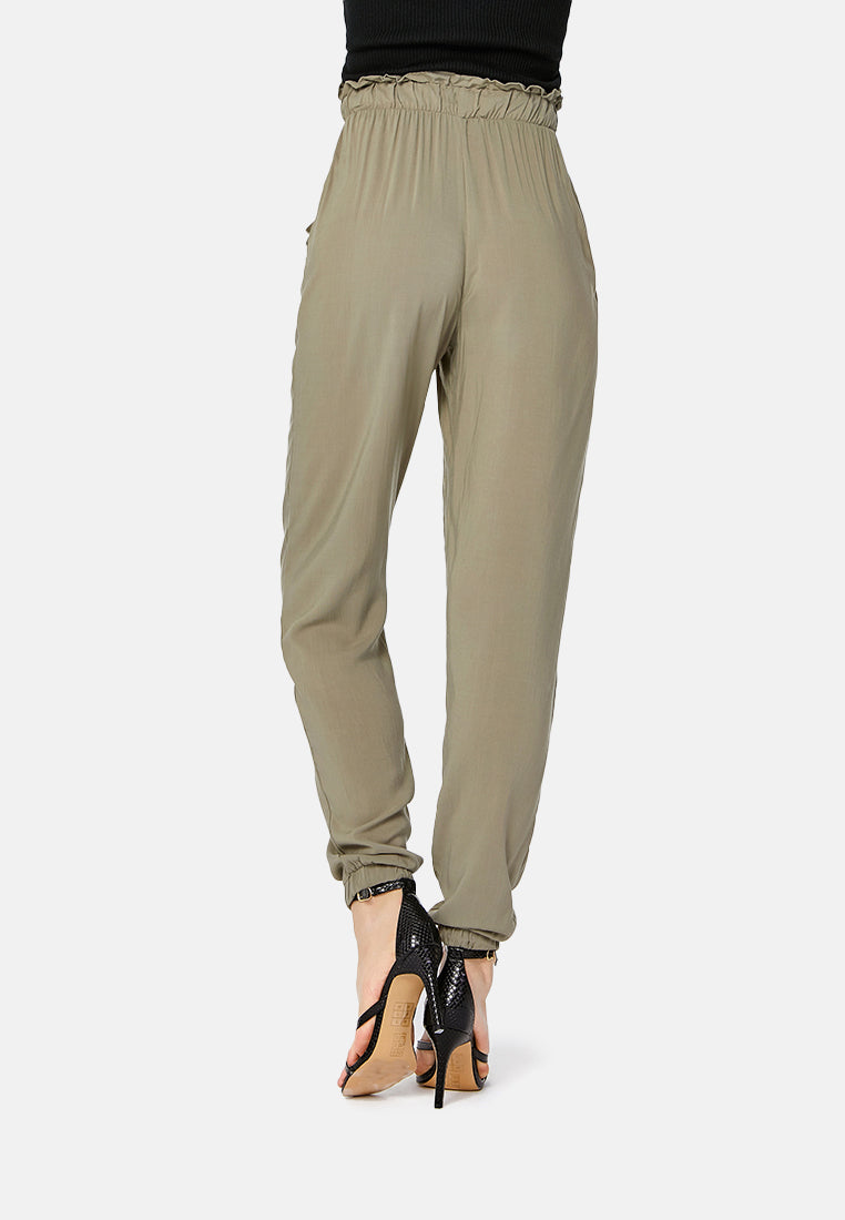 paper bag waist pants#color_olive