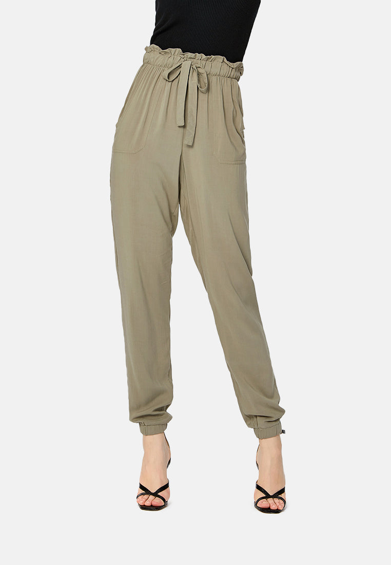 paper bag waist pants#color_olive