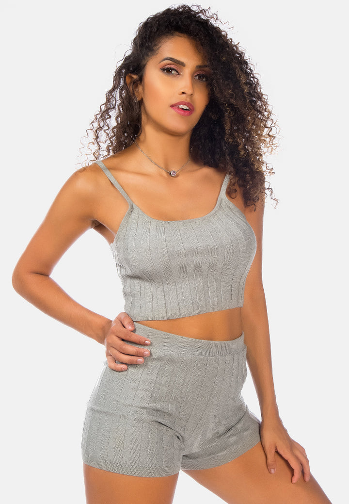 solid rib knit shorts#color_heather-grey