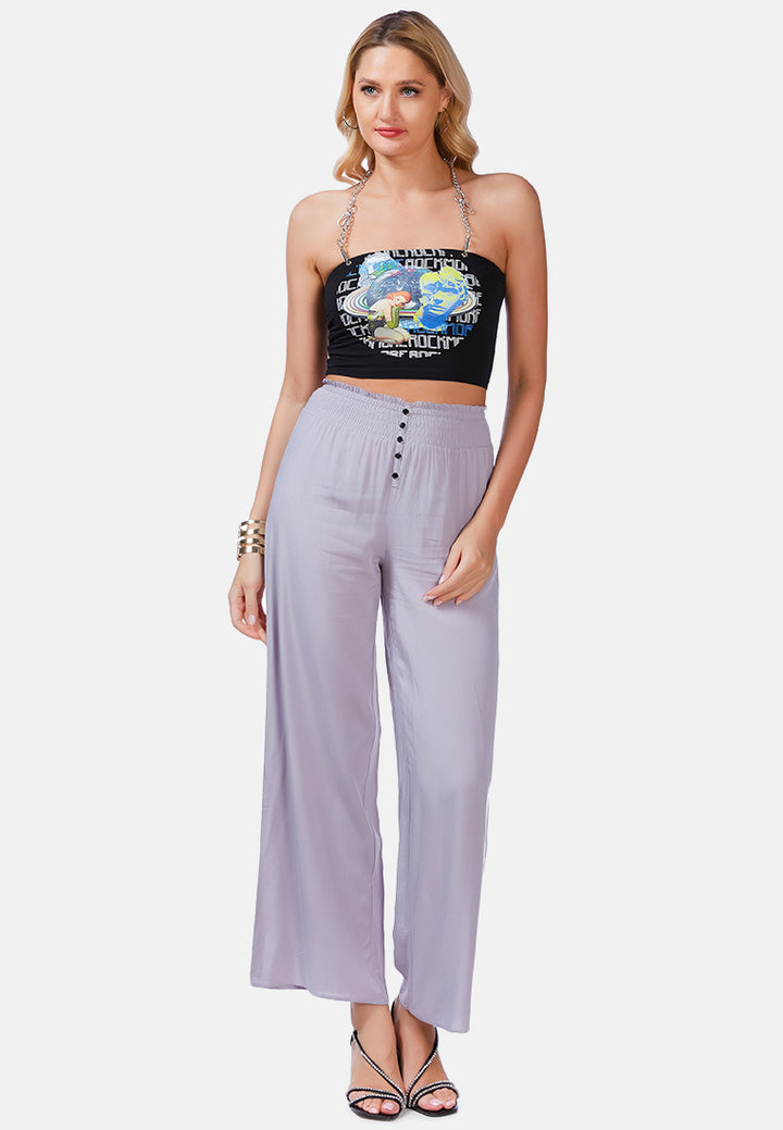 Solid high rise straight pants#color_grey