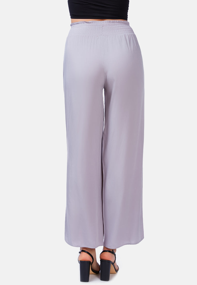 Solid high rise straight pants#color_grey